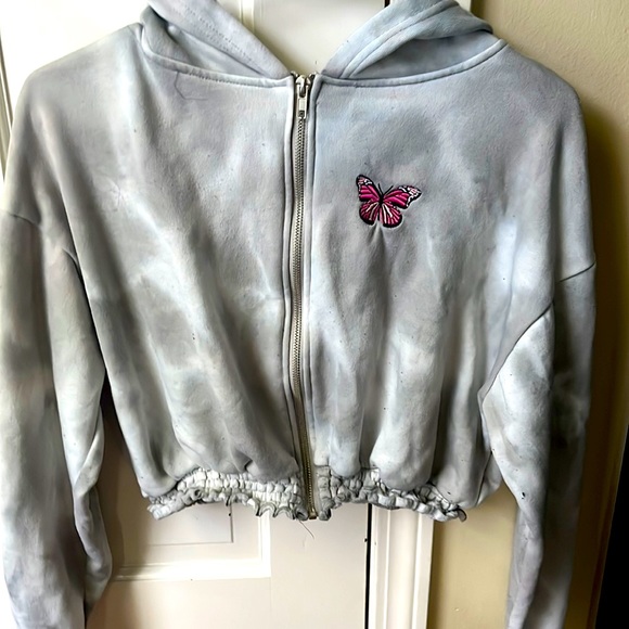 Long sleeve cropped zip up hoodie - Picture 1 of 3